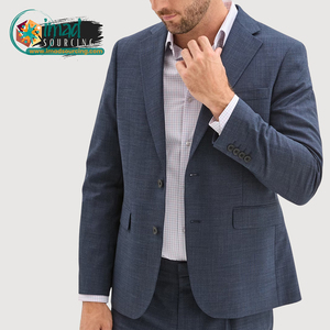 <b>Mens</b> <b>Blue</b> Style Business Suit Single Breasted Notched Collar Anti Wrinkle Polyester Fabric Regular Fit Formal Office Wear - Product Image 5