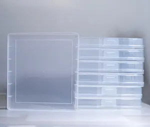 Transparent Photo & Craft Organizer Set Large Box with tray [6] pcs Plastic Storage Cases Inside