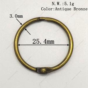 Anillo de Encuadernación Redondo de Metal Bronce Antiguo de 1 Pulgada para Encuadernación de Hojas Sueltas - Product Image 3