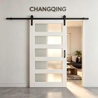 Porte intérieure moderne à 3 panneaux en composite, style Shaker, avec vitrage standard, pour la décoration d'appartements, surface finie