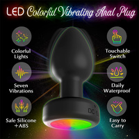 Télécommande LED Lumineuse Vibrante Plug Anal 7 Vitesses Masseur de Prostate Jouets Sexuels pour Femmes et Hommes en Silicone