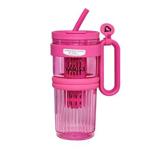 Yanis3 Gobelet à paille en Tritan grande capacité avec poignée et couvercle pour le bureau, la maison et l'extérieur – Été 2024 - Product Image 4