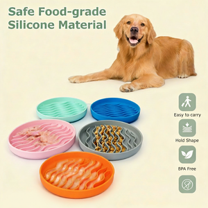 ชามอาหารสุนัขพร้อมแผ่นรองเลียกันลื่นแบบพกพาถ้วยดูดสำหรับสุนัขที่กินช้า - Product Image 1