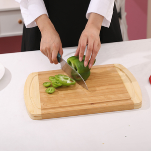Planche à découper en bambou de cuisine avec rainure de jus planche à fromage en bambou en bois - Product Image 3