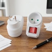 Adaptateur de prise de type français Selamp avec interrupteur bipolaire, protection enfant, 3680W, 230V~, matériau PP, cuivre pur, IP20, 1 prise
