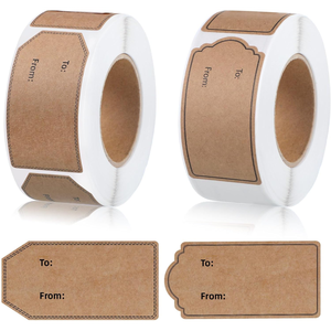 Etiquetas Adesivas Vintage Marrom em Papel Kraft para Presentes, Rolo de Etiquetas Simples e Escrevíveis para Embalagem de Presentes - Product Image 1