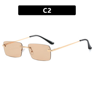 Luxury Brand Small Rectangle Metal Eyewear Women Fashion Shades Vintage Rimless <b>Square</b> Ins <b>Sunglasses</b> Personality Unisex UV400 - Product Image 5