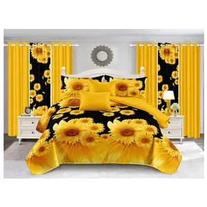 American Styles Custom 22pcs flower plant Bright Color sunflower Quilt curtain bedding set 3d printed