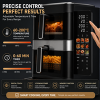 Friteuse à air électrique multifonction pour pizzas, double panier 7L + 5L + 12 pouces, écran LCD, garantie 3 ans, écran tactile pliable