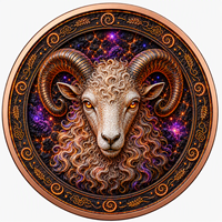 Pièces de monnaie en cuivre 5 oz en relief, .999 Cuivre pur, Pièce de monnaie Mouton à cornes imposantes, Impression UV, Année du Mouton, Pièce de monnaie de collection