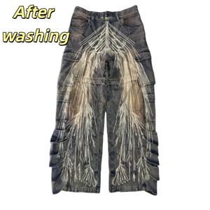 Pantalones Cargo de Pierna Ancha para Hombre con Pliegues Estilo ARMADILLO y Diseño Láser - Pantalones Vaqueros Resistentes con Lavado Desgastado - Product Image 5
