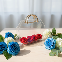 Boîte d'emballage à main en acrylique pour fleurs, boîte de rangement créative dorée à main, boîte à fleurs pour Noël et la Saint-Valentin