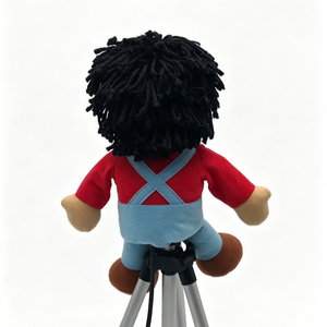 Marioneta de Mano Personalizable para Niño con Boca Móvil, Marioneta de Peluche Suave de Ventriloquista con Camisa Roja y Overol Azul - Product Image 4