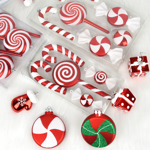Décorations de Noël suspendues, ornements en forme de sucettes, ornements en forme de bonbons de Noël, gros ornements en forme de bonbons de Noël scintillants à suspendre pour l'arbre - Product Image 1