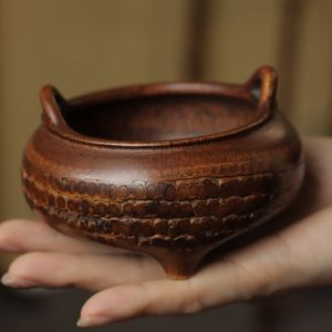 Brûleur d'encens en bambou sculpté, style antique, petit brûleur d'encens en bois de santal, pour usage domestique, cérémonie du thé, usage bouddhiste intérieur - Product Image 2