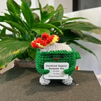 Crochet de soutien émotionnel Dumpster Fire avec carte positive, décoration de chambre mignonne, jouets tricotés, cadeaux amusants de soutien en crochet