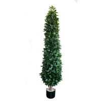 Künstliche Lorbeer-Topiary-Pflanze, fast natürlicher Lorbeerbaum, für drinnen und draußen, Simulations-Bonsai, grün im Topf