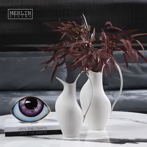 Merlin bianco nordico moderno vaso europeo minimalista di lusso vaso decorativo brocca in ceramica brocca per decorazioni di nozze