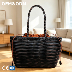 <span class=keywords><strong>Sac</strong></span> fourre-tout rétro personnalisé 3432 E en cuir véritable tressé, grand <span class=keywords><strong>sac</strong></span> vintage style est-ouest avec poignée supérieure, écologique - Product Image 1