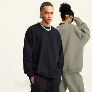 H5427カスタムロゴグラフィックパターン高品質440グラムコットンブレンドフレンチテリー裏地クルーネックブランクスウェットシャツ - Product Image 3