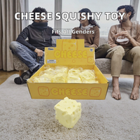 Lot de 12 jouets sensoriels anti-stress en TPE en forme de fromage, à remontée lente, simulation alimentaire, à presser, pour les plus de 14 ans, présentés en boîte de présentation