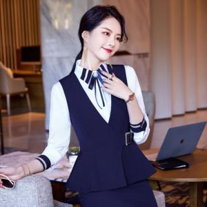 Elegant Office <b>Lady</b> Women's Suit <b>Vest</b> Pant Skirt Set Custom Logo 100% Bamboo Fiber Velour Anti-Wrinkle Formal Professional - Product Image 6