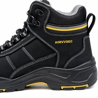 Chaussures de sécurité imperméables AIMVVSEC à embout d'acier, antistatiques, antidérapantes, en cuir nubuck, pour les travaux en laboratoire chimique, sur chantier et en ingénierie