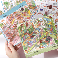 Livre d'autocollants de scène de magasin miniature pour enfants, 10 thèmes de boutique, en PET découpé, livre d'autocollants d'activités DIY pour habiller les personnages, pour enfants