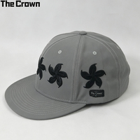 Casquette à visière plate à 6 panneaux avec logo personnalisé, broderie plate, vente en gros, fabricant de chapeaux avec patch floral tissé