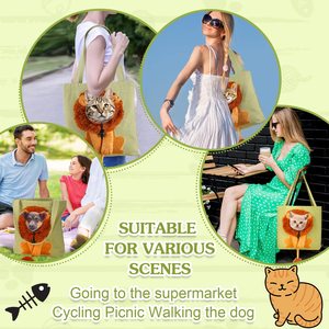 Sac de transport pour animaux de compagnie en toile souple en forme de lion - Fermeture éclair sécurisée, ouverture réglable, sac fourre-tout portable pour petits chiens et chats - Product Image 6