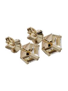10KT Yellow Gold Asscher Cut Diamond Earrings VVS-GH IGI Certified Classic Solitaire <b>Stud</b> Jewelry - Product Image 5