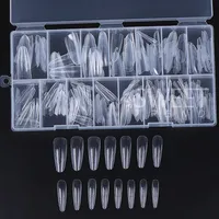 Lot de 180 formes à ongles réutilisables, 15 tailles, pour extensions d'ongles en acrylique et gel (cercueil, amande)