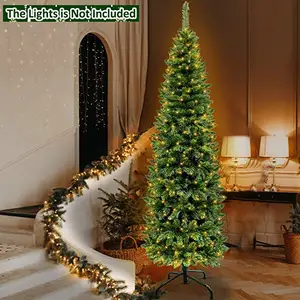 Atacado Custom 7ft Casa Indoor Outdoor Holiday Decoração Lápis Slim Árvore de Natal Artificial Pré-iluminado