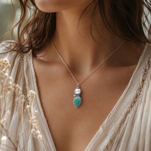 Collana con texture colorata a forma di goccia d'acqua, gioielli retrò da donna per tutti i giorni, idee regalo - Product Image 3