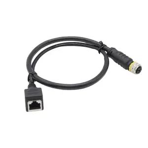 Fabrication de câble Ethernet de type connecteur M12 8 broches de haute qualité avec connecteur étanche X Code femelle vers RJ45 CAT 6A - Product Image 5
