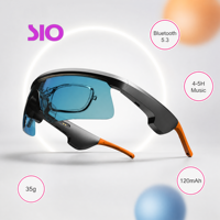 Lunettes de cyclisme intelligentes avec audio sans fil, haut-parleur intégré, microphone, chargement magnétique, commande par bouton, musique, verres sportifs