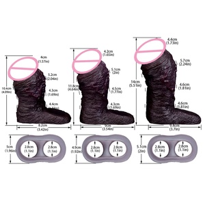 OS-AHJ5023 Funda de silicona ancha y gruesa para pene con anillo para el pene, extensor de pene negro elástico, bomba para alargamiento de pene para hombres - Product Image 1