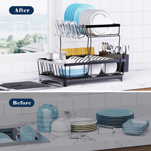 Organizador de Platos y Tazones de 2 Niveles, Ajustable, Escurridor de Vajilla para Cocina, Organizador de Secado para Encimera de Cocina - Product Image 4
