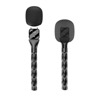 Microphone portable professionnel pour interview, vlogging et podcast, avec perche, support de microphone professionnel et support de microphone sans fil à pince pour diffusion en direct