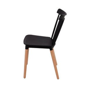 Sillas de comedor Winsor de plástico populares con patas de madera a bajo precio, venta al por mayor nórdica de fábrica - Product Image 3