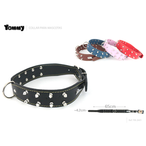 Collier pour animaux de compagnie en cuir PU luxueux avec plaque en fer à pointes, double rangée de rivets décoratifs, large 3,8*60 cm, style tactique occidental pour laisse - Product Image 2