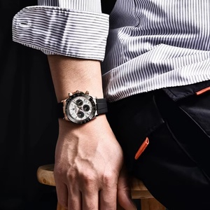 Montres PAGANI DESIGN Surface Météorite Montres à Quartz de Luxe pour Hommes Chronographe Étanche en Caoutchouc Verre Saphir AR - Product Image 5
