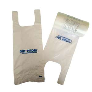 Bolsas de camiseta de transporte de comestibles de restaurante de plástico grueso transparente a precio de fábrica - Product Image 1