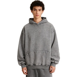 <span class=keywords><strong>Sudadera</strong></span> de algodón Terry de 425 g para hombre, estilo europeo-americano, corte holgado, hombros caídos, con efecto batik y lavado desgastado. - Product Image 5