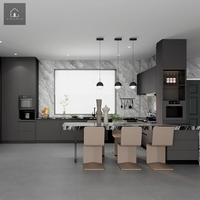 Gabinetes de Cocina Modernos Personalizados XINGRUO con Isla de Mármol y Mesa de Comedor al por Mayor para Hoteles y Apartamentos