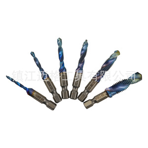 Hexagonal Shank Spiral Composite Tap M3 M4 M5 M6 M8 M10 HSS Cobalt Plated Blue Coating Drilling Tapping Chamfering Integrated - Product Image 1