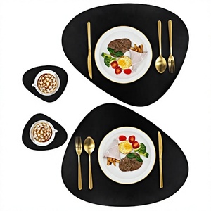 Irregular PU <b>Leather</b> Insulated <b>Placemat</b> with Classic Design Waterproof Non-Slip Table Mat for Kitchen & Dining Table - Product Image 2