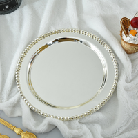 Plateau de service rond en métal plaqué argent antique pour bar de restaurant, 10/ 12 pouces