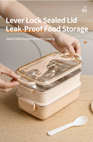 Boîte à bento à un seul niveau, étanche, sans BPA, écologique, de qualité alimentaire, avec couvercle en plastique, poignée détachable, empilable, en acier inoxydable