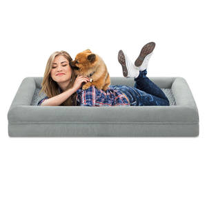 Cama ortopédica de lino para perros de alta calidad con cubierta interior impermeable Cama extraíble para mascotas Patrón sólido para gatos - Product Image 2